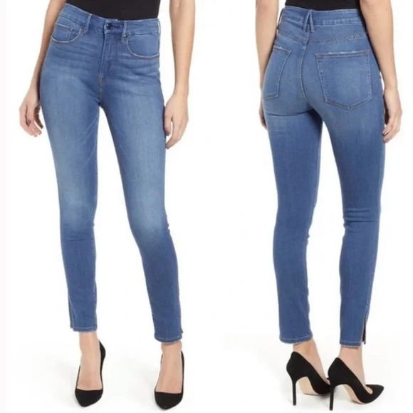 Good American Good Legs High Waist Side Slit Skinny Jean Blue204 size 27 - Picture 9 of 9